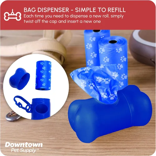 Vista 7 de Downtown Pet Supply Bolsas para excrementos con estampado de huellas de arcoíris (520 CT y 2 dispensadores), a prueba de fugas, sin perfume, se