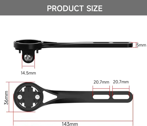Vista 5 de Soporte frontal para computadora de ciclismo, soporte para computadora de bicicleta de aleación de aluminio, compatible con Garmin, Wahoo, Bryton