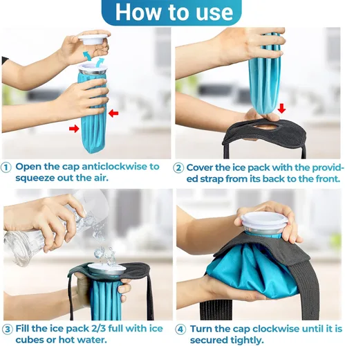 Vista 4 de Bolsas de hielo reutilizables para lesiones: Ohuhu 3 paquetes de hielo frío con 2 bolsas de hielo para agua caliente, terapia fría y caliente
