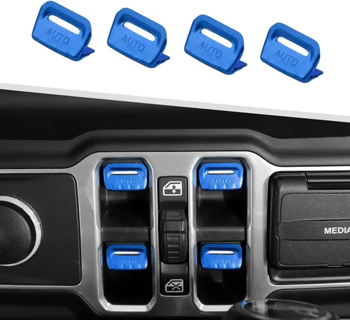 Vista 12 de Jimen Cubierta de botón de ventana para JL/JT, paquete de 4 cubiertas para interruptor de ventana trim accesorios interiores compatibles con Jeep