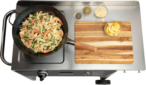 Vista 9 de Cuisinart - Estación de wok para exteriores con ruedas traseras, bandeja de acero de 14 pulgadas, 50,000 BTU