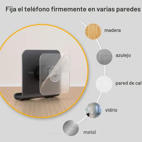 Vista 4 de Tryone Soporte de pared para teléfono celular, soporte ajustable para teléfono celular con 2 almohadillas adhesivas para baño, dormitorio, cocina