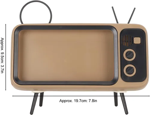 Vista 2 de ZJchao Soporte de teléfono retro para TV, estilo TV, soporte de teléfono retro para arañazos, decorativo, soporte para teléfono móvil de escritorio