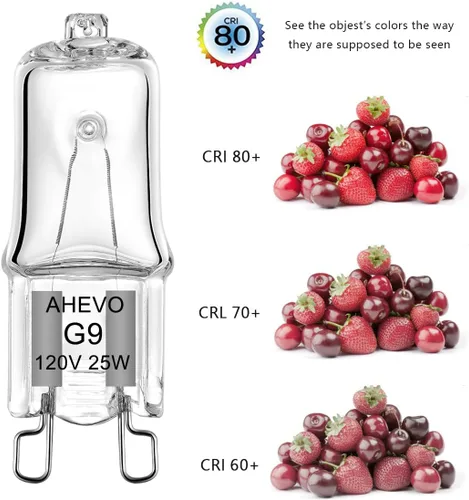 Vista 3 de Bombilla halógena G9 de 25 W, 120 V, T4, tipo JCD, base G9, 2 pines, repuesto para candelabros, colgantes, luces de gabinete, regulable, blanco