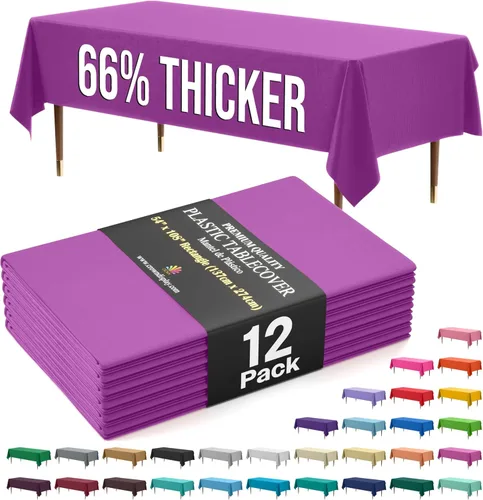 Vista 67 de Exquisite 66% Thicker Premium Plastic Table Cloth Rectangle Table Cover 0.5 Mil 6 Pack Aqua Table Cloth 54 Inch x 108 Inch Disposable Tablecloth