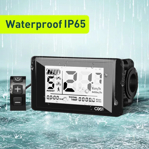 Vista 8 de Pantalla LCD Ebike hembra de 5 pines C961 para Bafang BBS01B BBS02B BBSHD Mid Drive Motor, computadora de pantalla Ebike con protocolo UART 0-9