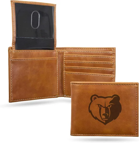 Vista 20 de Rico Industries - Cartera de diseño delgado con grabado láser de la NBA, cartera con grabado láser estilo billetera - Gran regalo Negro
