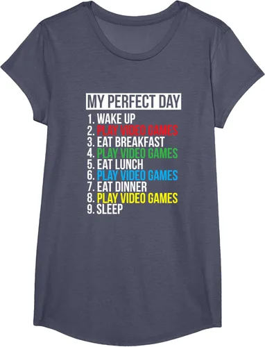 Vista 15 de My Perfect Day" - Camiseta negra de ajuste clásico, cuello redondo, manga corta, poliéster y algodón, Negro