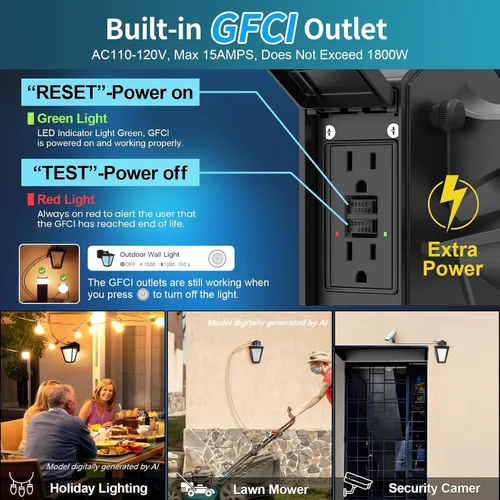 Vista 6 de AKK Luces de pared inteligentes para exteriores con salida GFCI, control de aplicación, luces de porche RGBCW que cambian de color, IP65
