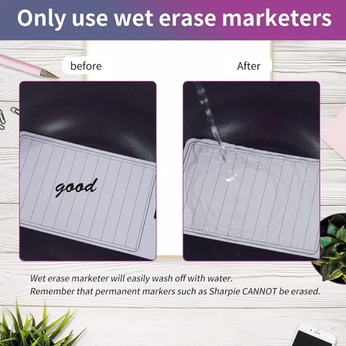 Vista 3 de Bloc de notas borrable de 3 x 5 pulgadas con carrete retráctil o clip, bloc de notas de borrado en seco, bloc de notas borrable de bolsillo