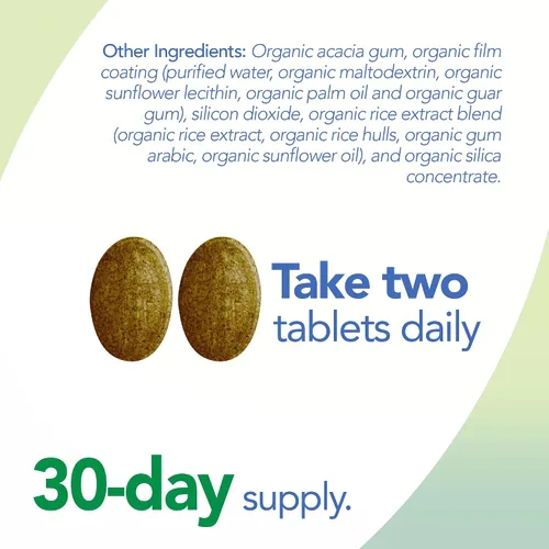Vista 3 de Organic Greens Complex1350mg Verduras superalimentarias con frutas y verduras 60 Tabletas