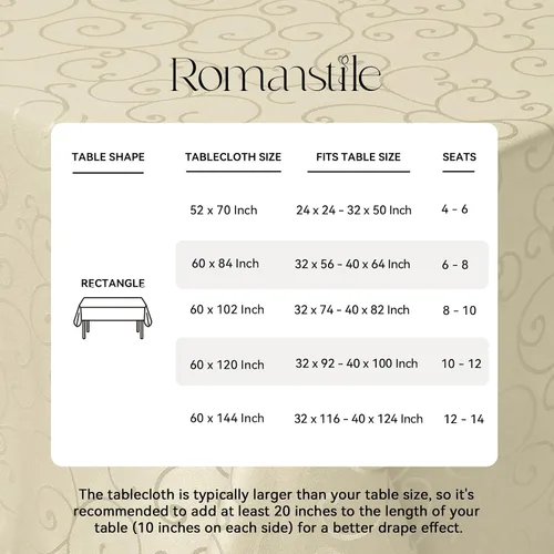 Vista 6 de Romanstile Mantel Rectangular de Jacquard, Mantel de Mesa Impermeable Elegante con Patrón Floral Rizado de Damasco, Cubierta de Mesa Decorativa