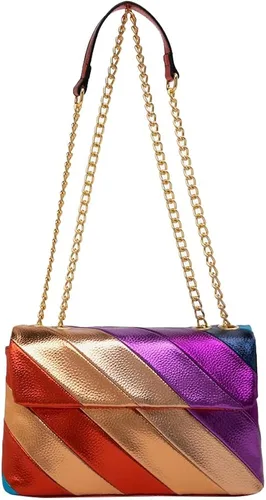Vista 2 de Bolso clásico de diseñador con solapa para mujer, de piel vegana, bolsos de noche metálicos, bolsos cruzados, bolso grande de noche