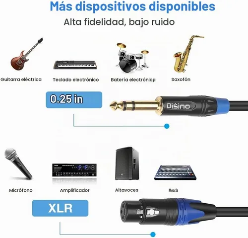 Vista 4 de Cable divisor XLR hembra dual a conector TRS macho estéreo de 1/4 pulg. (6,35 mm) Y, cable de conexión desequilibrado de adaptador XLR hembra a