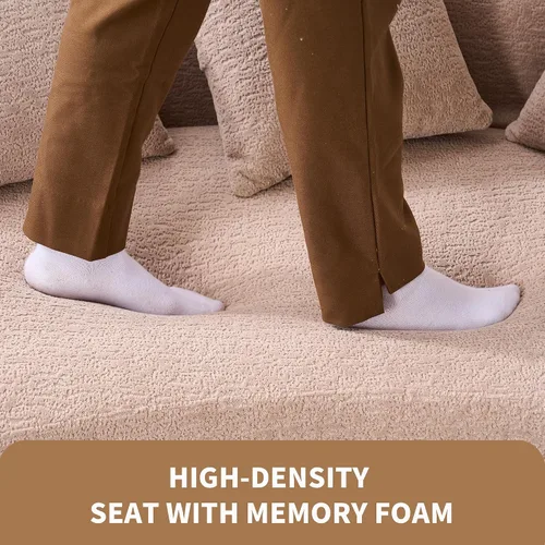 Vista 9 de Sofá modular curvo de 65 pulgadas para sala de estar, moderno sofá modular de felpilla de felpa con asiento profundo comprimido sin hueso con 3