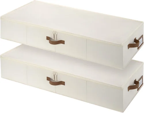 Vista 7 de StorageWorks Almacenamiento debajo de la cama con tapa, paquete de 2 contenedores de almacenamiento debajo de la cama para ropa, ropa de cama y Beige