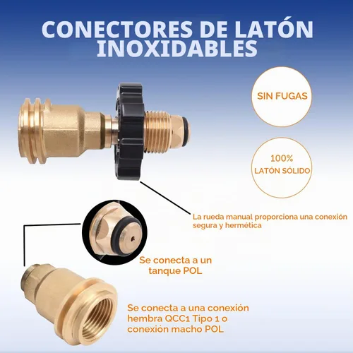 Vista 3 de Flame King Adaptador de tanque de propano POL a tipo QCC1 Convierte el tanque de propano de conexión antigua a nueva