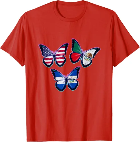 Vista 83 de Multiculti Heritage. Camiseta El Salvador México y Estados Unidos