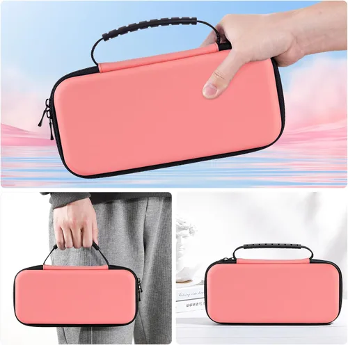 Vista 7 de MoKo Funda de transporte para Nintendo Switch modelo OLED Nintendo Switch, funda rígida portátil de transporte de viaje con 10 ranuras