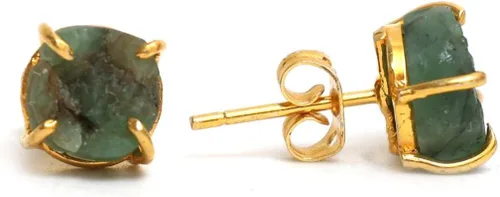 Vista 123 de Gempires Natural Raw Prong Setting Stud Earrings, 8-10 mm Crystals Earring, Handmade Jewelry, Gift for Her