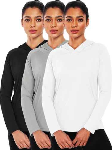Vista 14 de NELEUS - Camisetas de protección solar para mujer, para correr, atléticas, con capucha, para el entrenamiento