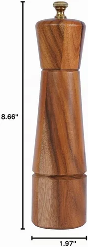 Vista 9 de Molinillo de pimienta, molinillo de pimienta con acero inoxidable ajustable, madera de acacia, 8 pulgadas/8.7 in de altura, diámetro inferior: 2.2
