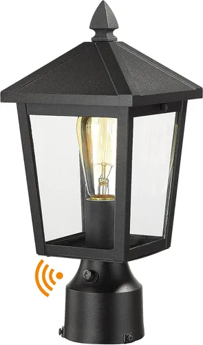 Vista 8 de zeyu Lámpara de poste de linterna con sensor de fotocélula, iluminación de poste al aire libre del atardecer al amanecer de 13.7 pulgadas, accesorio