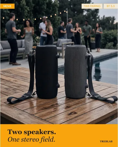 Vista 10 de TREBLAB Altavoz inalámbrico ultra fuerte, sonido estéreo de 60 W con graves profundos, tiempo de reproducción de 20 horas, banco de energía