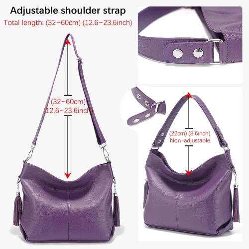 Vista 59 de Moda suave cuero genuino borla mujer bolso señoras hombro mensajero hobo bolso