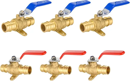 Vista 22 de Válvula de bola azul, válvula de cierre Pex A de 1/2 pulgada con oreja, válvula de bola de cierre Pex de puerto completo de latón para agua, aire