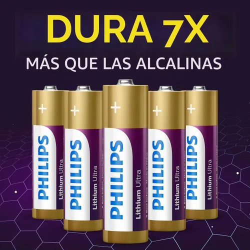 Vista 3 de PHILIPS Paquete de 8 baterías AA de litio, batería doble AA de litio de larga duración, pilas AA de alta capacidad de 1.5 V para dispositivos