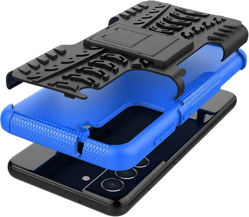 Vista 7 de Funda de teléfono para Samsung Galaxy S21 FE Gaxaly S 21 FE 5G con protector de pantalla de vidrio templado y accesorios de célula protectora Azul