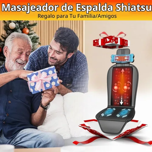 Vista 9 de Masajeador de espalda Shiatsu con calor, almohadilla para silla de masaje para espalda completa, masajeador de silla con soporte para el cuello