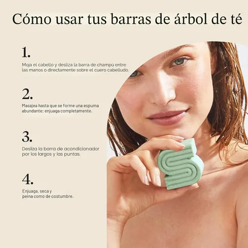 Vista 7 de Kitsch Tea Tree & Mint Clarifying Shampoo and Shave Bar, Champú anticaspa para hombres y mujeres, sin plástico, sin sulfato. Champú para el cabello