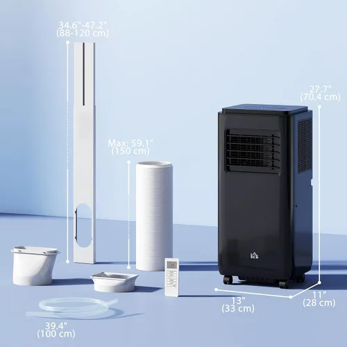 Vista 7 de HOMCOM Aire acondicionado portátil 5 en 1 de 8000 BTU para habitaciones de Negro