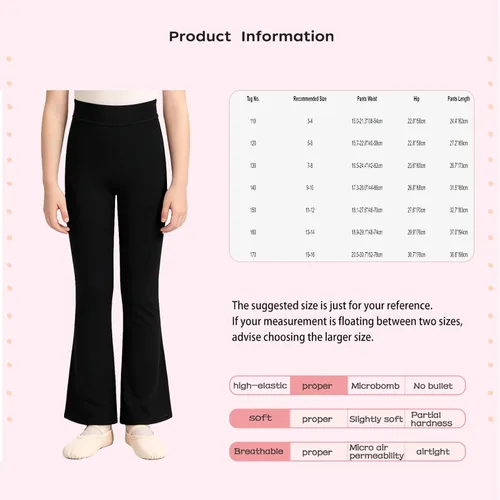 Vista 7 de Leggings acampanados para niños, mejora de la postura del ritmo Negro