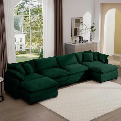 Vista 28 de Aoowow Sofá de dos plazas de pana, modernos sofás de nube de 2 plazas para sala de estar, sofás modulares de nube seccionales con asiento profundo
