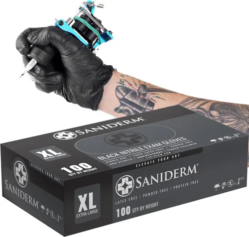 Vista 13 de Saniderm - Guantes de tatuaje de nitrilo XS - 4.5 mil caja de 100