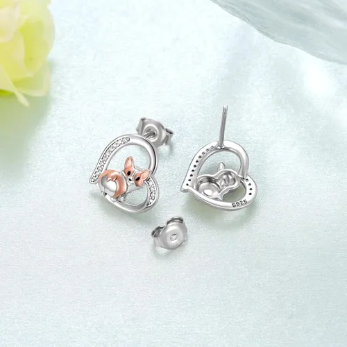Vista 3 de DachshundCorgi Earrings 925 Sterling Silver Dog Stud Earrings Puppy Dog Gifts for Women Dachshund Corgi Gifts Lovers