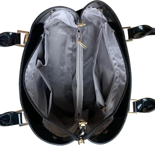 Vista 3 de Nevenka Bolso de hombro grande con asa superior de charol para mujer