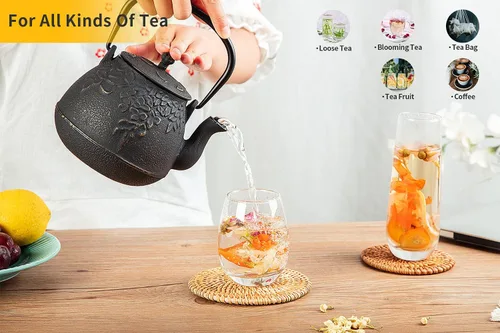 Vista 6 de Toptier Mini Tetera Pequeña, Tetera de Hierro Fundido Súper Pequeña para Estufa, Hervidor de Té Japonés del Tamaño de la Palma de la Mano Seguro