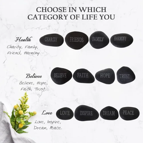 Vista 2 de 12 piedras para bricolaje grabadas inspiradoras piedras de jardín pulidas inspiradoras, estimulación natural, decoración curativa personalizada