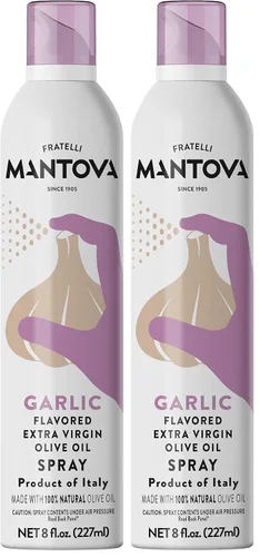 Vista 8 de Mantova Spray de aceite de oliva virgen extra con sabor a ajo, espray de cocina saludable para el corazón, perfecto para ensaladas, salsas de pasta