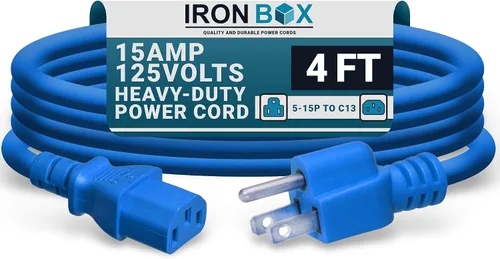 Vista 31 de IronBox Electric - Cable de Alimentación de Servicio Pesado 5-15P a C13 - Cable PC SJT 14/3 de 3 Clavijas 15A 125V - Cable para Computadora