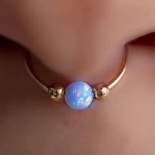 Vista 2 de Anillos de tabique rellenos de oro de 14 quilates ópalos