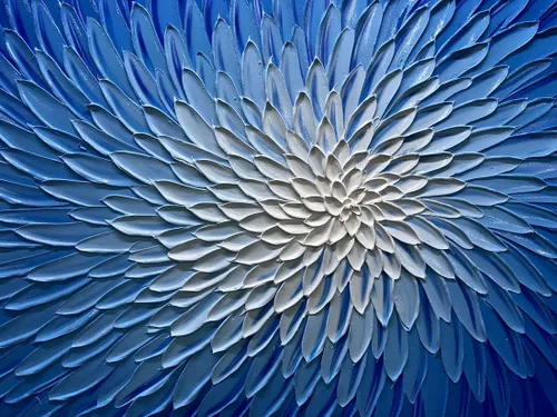 Vista 6 de AMEI Arte, 24 x 48 pulgadas, pintado a mano, obra de arte moderna con flores azules y blancas, pintura al óleo de madera en el interior enmarcado