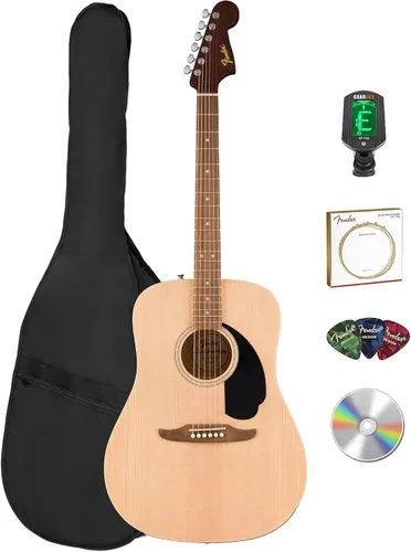 Vista 8 de Fender Guitarra acústica FA-125 Dreadnought - Paquete negro con estuche, afinador, correa, cuerdas, púas y DVD instructivo de Austin Bazaar