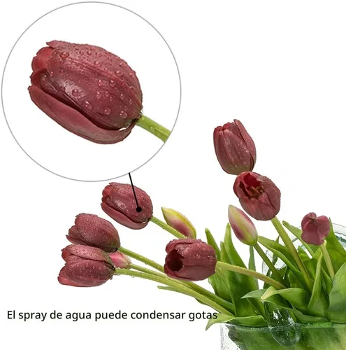 Vista 3 de DUYONE 15 flores de tulipanes artificiales, ramo de látex de tacto real, tulipanes falsos para oficina, boda, fiesta, hogar, cocina, jardín