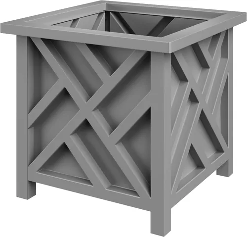 Vista 8 de Pure Garden Maceta con diseño de celosía, 15.5 pulgadas de profundidad x 15.5 pulgadas de ancho x 16.5 pulgadas de alto, maceta cuadrada decorativa
