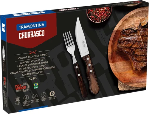Vista 2 de Juego de Cubertería Barbacoa Tramontina, 12 Piezas, 21199996, Marrón Marrón nuez